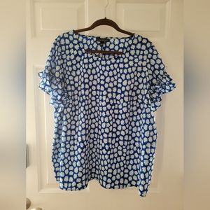 Lane Bryant Size 18W Royal Blue Blouse with Pops of White